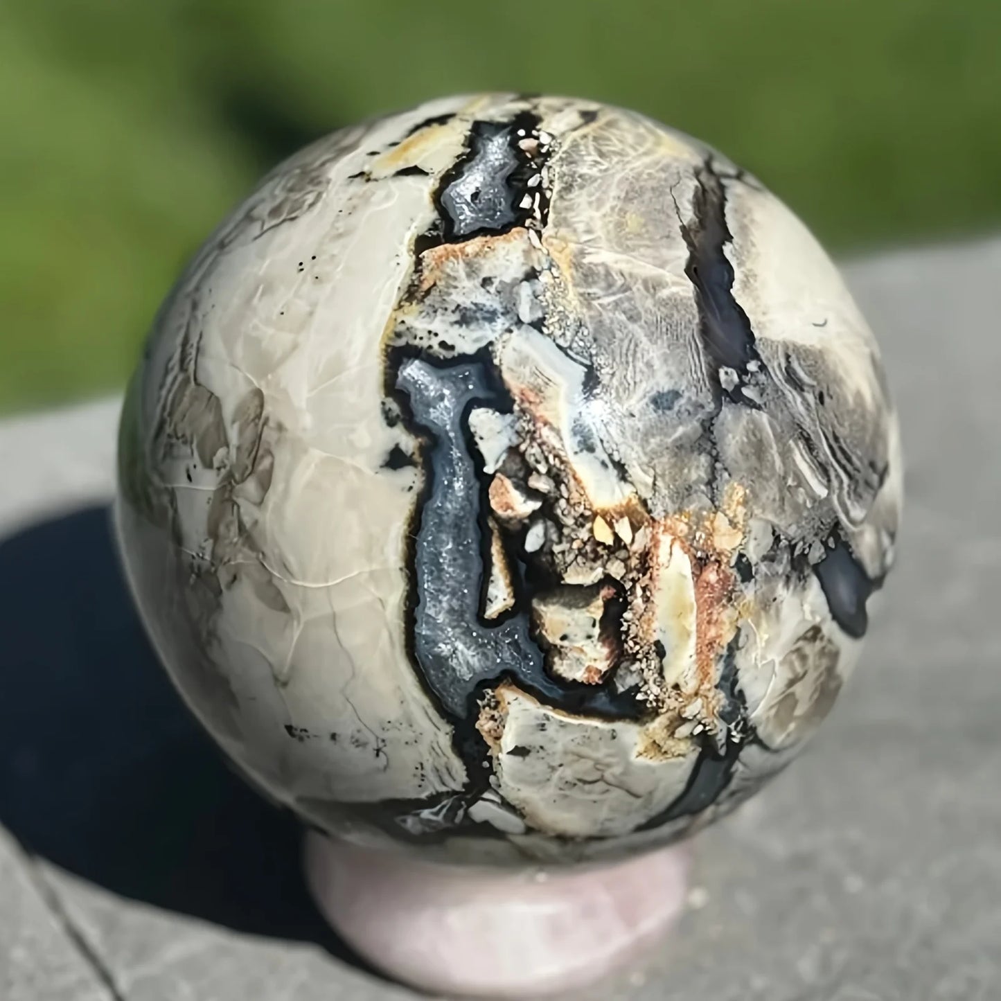 CrystalHola UV Reactive Volcanic Agate Sphere Crystal Ball Ornament