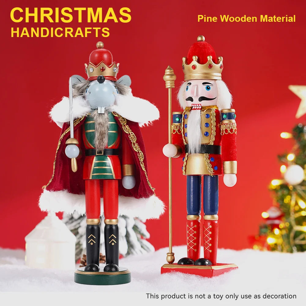 Two Piece Nutcracker Puppet Soldier Ornaments Wooden Christmas Decor
