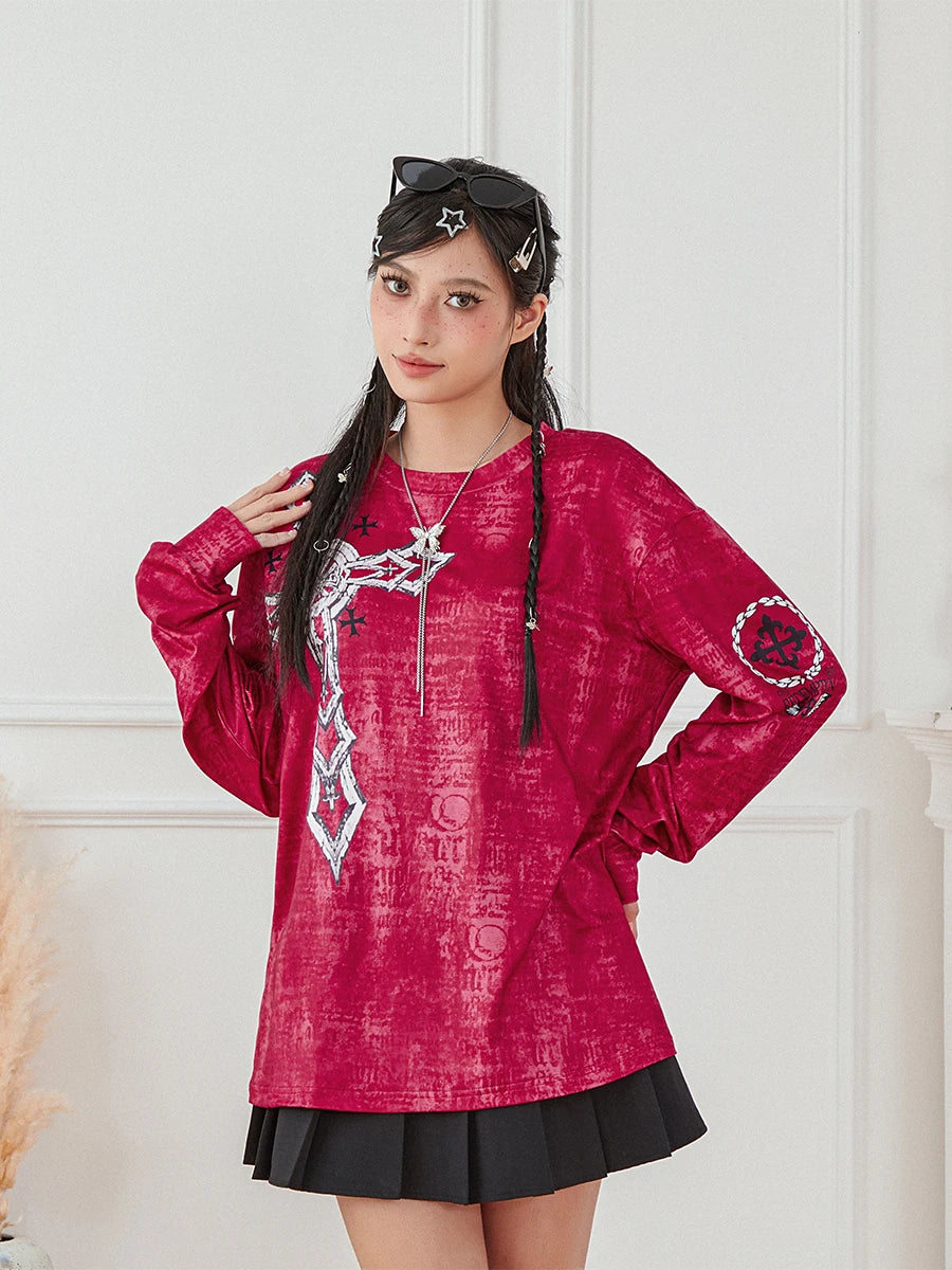 Hirigin Women's Vintage Gothic Graphic Long Sleeve Top