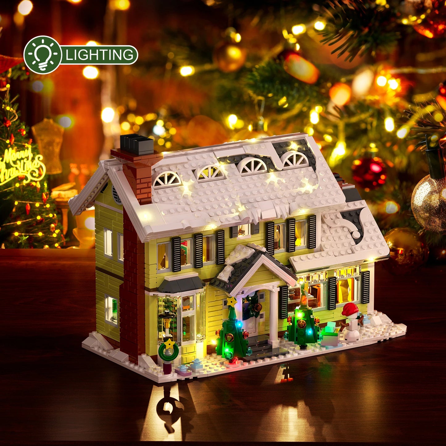Christmas Holiday House Building Blocks Set LED Snow Village