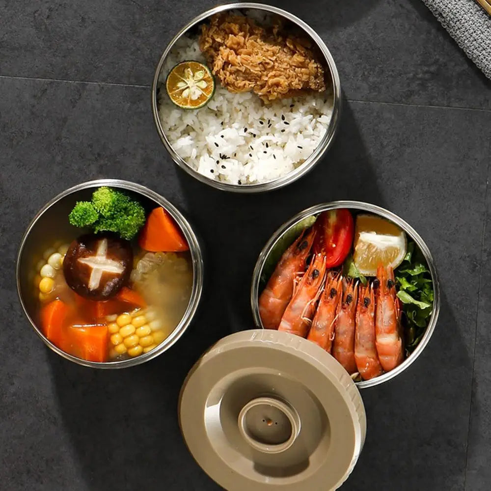 Wide Mouth Lunch Box, 2000ml 3-Layer Stackable Insulated Food Container Reusable Leak Proof Soup Food Jar for Warm/Cool Food Dai