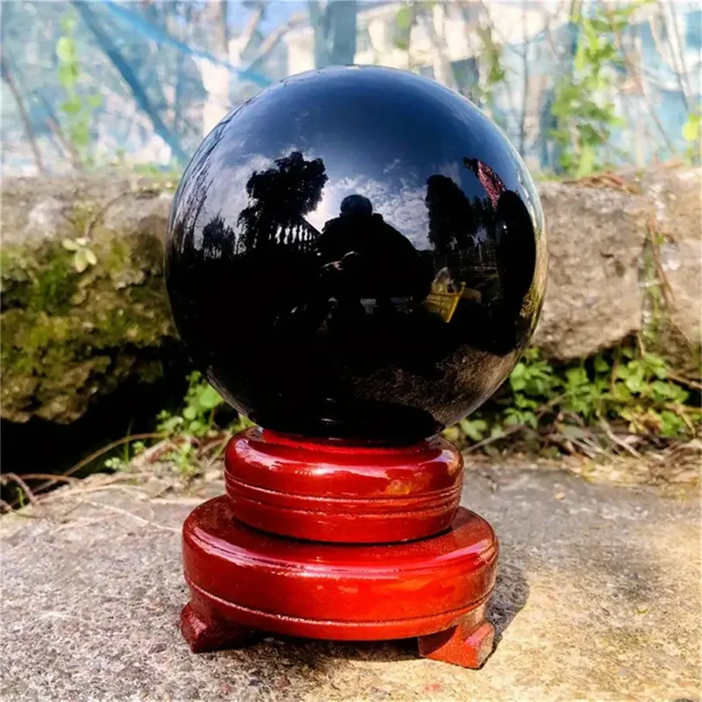 CrystalHola Natural Obsidian Spherical Crystal Ball For Meditation