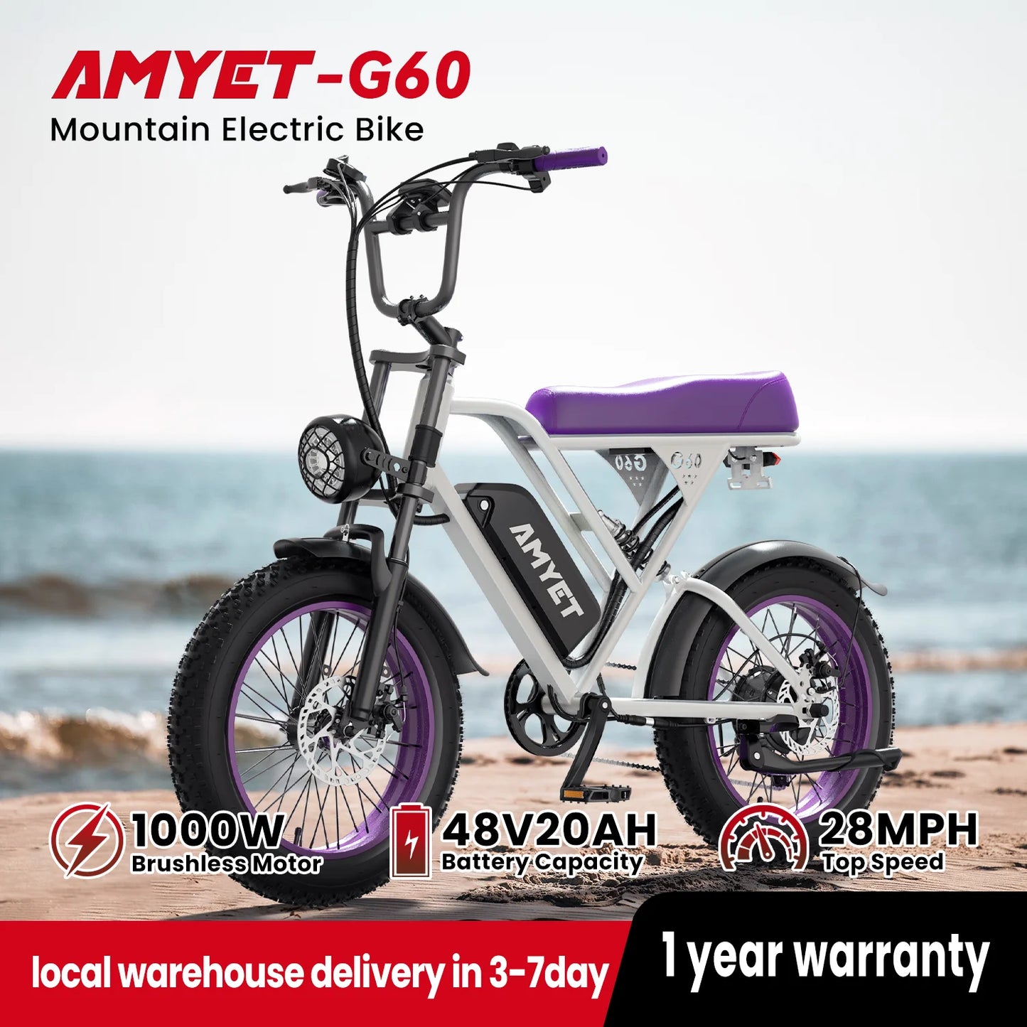 AMYET V9G60 Electric Bike 1000W Mountain Ebike For Enthusiasts