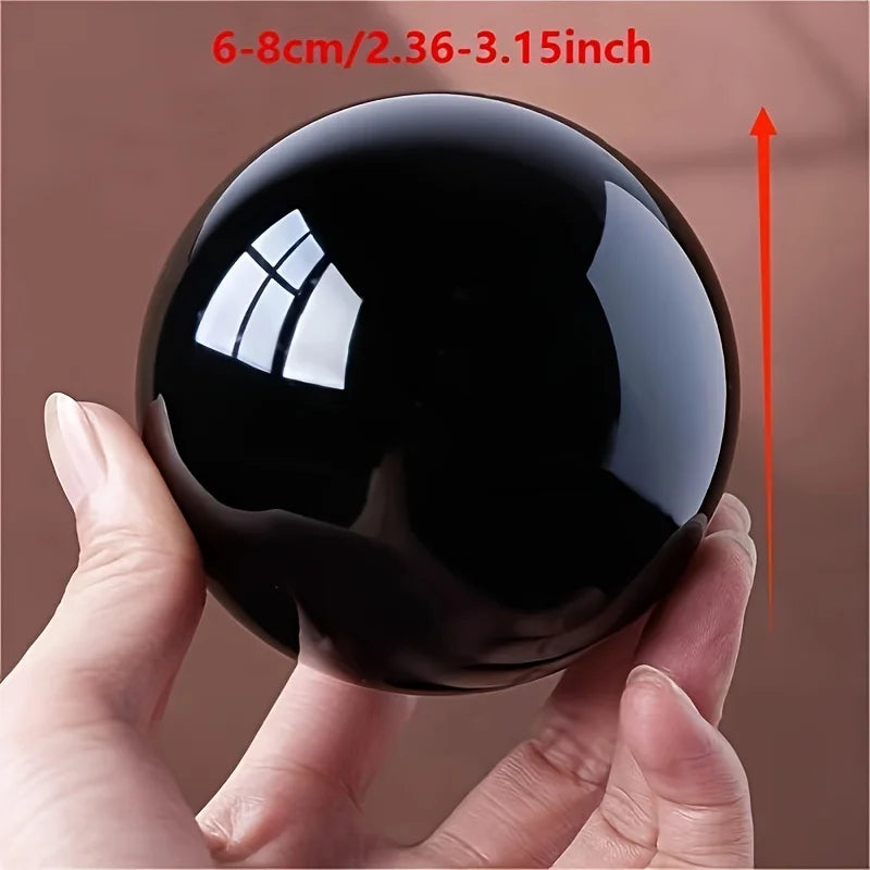 CrystalHola Natural Obsidian Sphere Feng Shui Decor