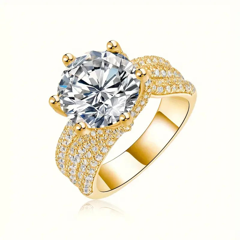 Moissanite S925 Ring 18K Gold Plated Jewelry For Women