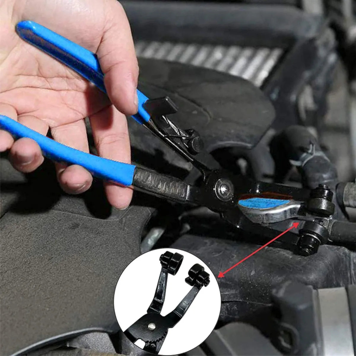 NONEDIY 9-Piece Hose Clamp Set With Spring Pliers For Auto Repair Storage Box