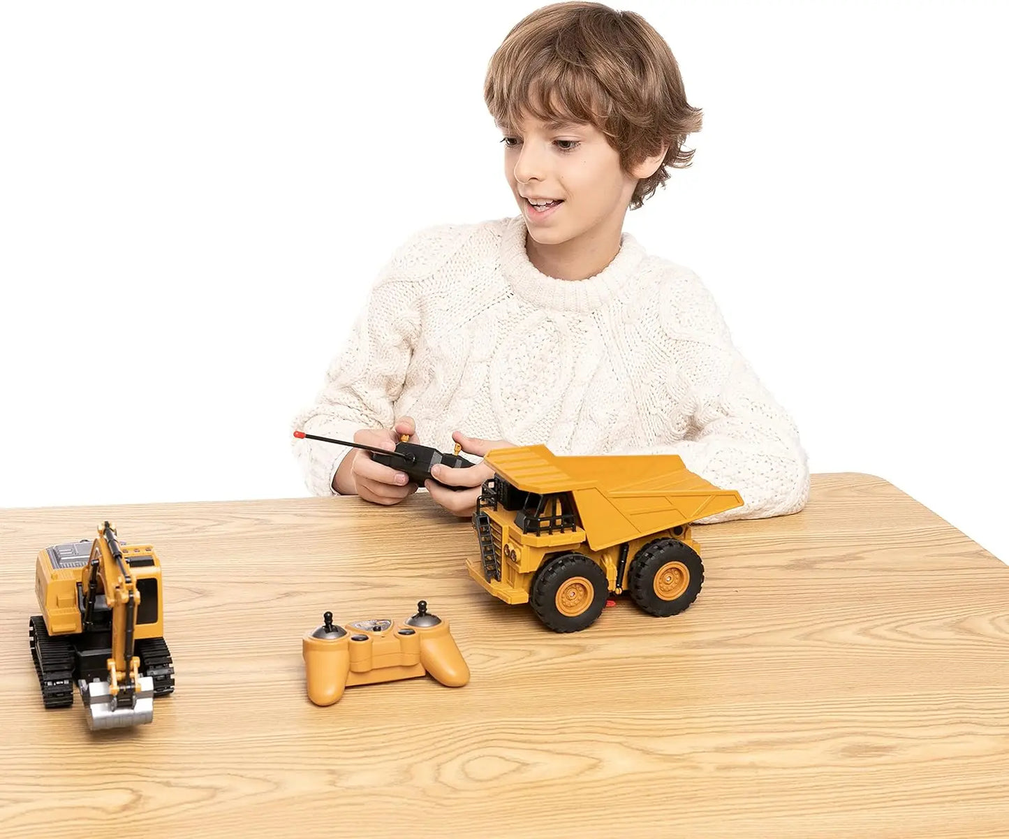 Joyfy Remote Control Construction Vehicle Set Friction Powered Excavator Truck