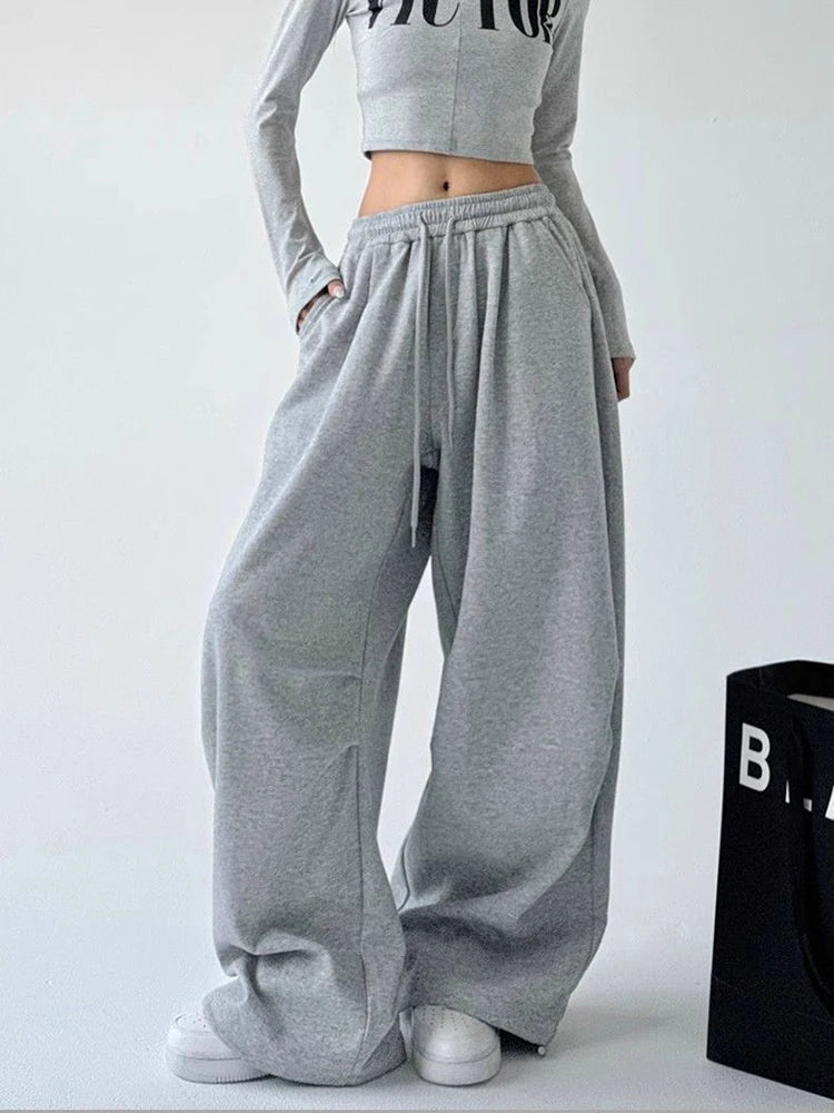 Women's Y2K Harajuku High Waist Wide Leg Sweatpants, Baggy Oversize Drawstring Casual Sports Joggers