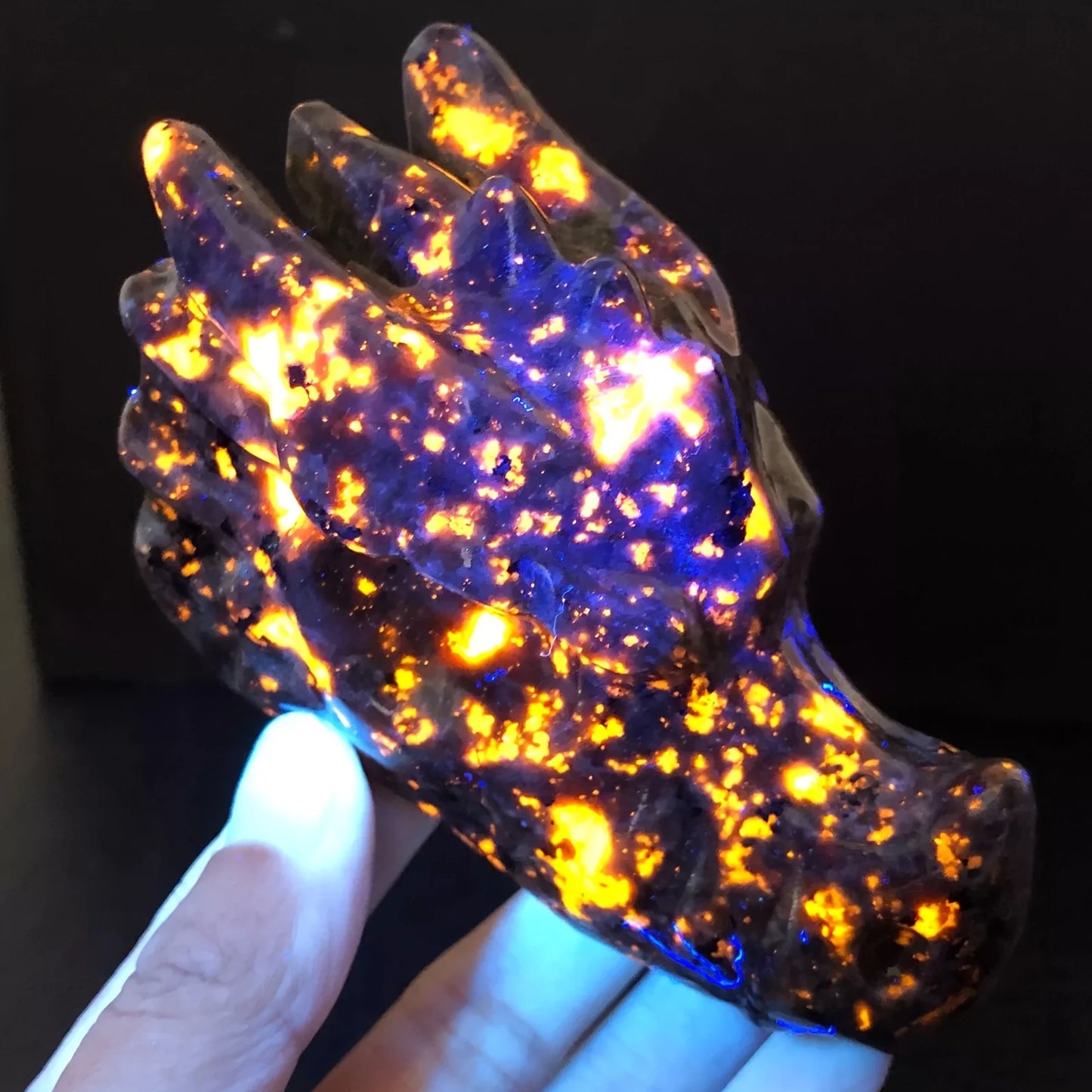 CrystalHola Yooperlite Dragon Head Decor Under UV Glow