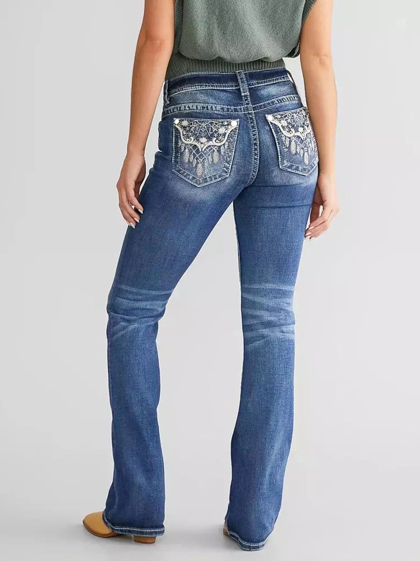 Bell Bottom Jeans Women Flared Retro Trendy Pants Curve Hugging Slim fit Stretchy Streetwear Bottoms