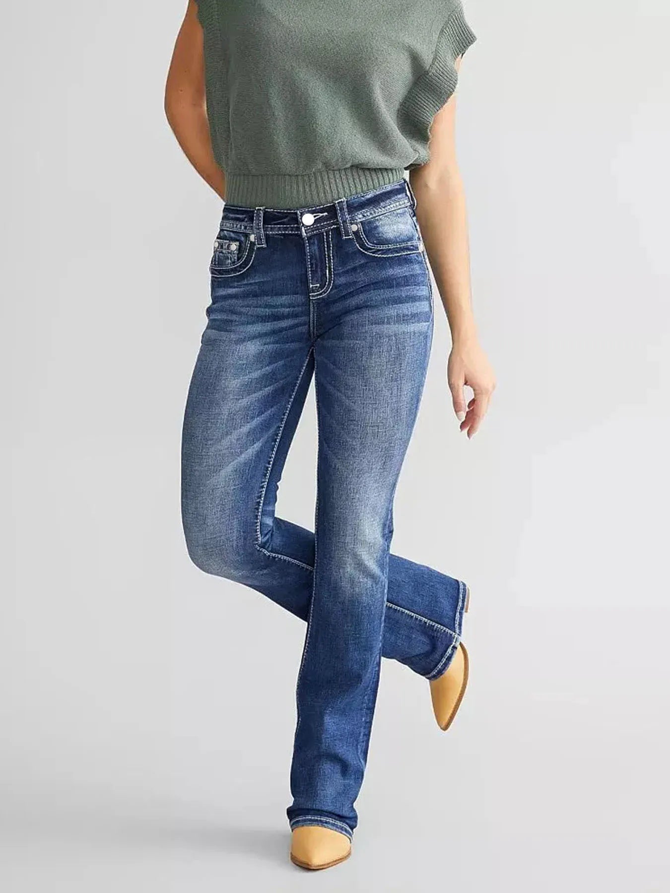Bell Bottom Jeans Women Flared Retro Trendy Pants Curve Hugging Slim fit Stretchy Streetwear Bottoms