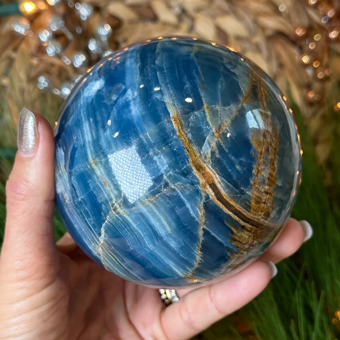CrystalHola Blue Onyx Sphere Home Decor Elegant Gift