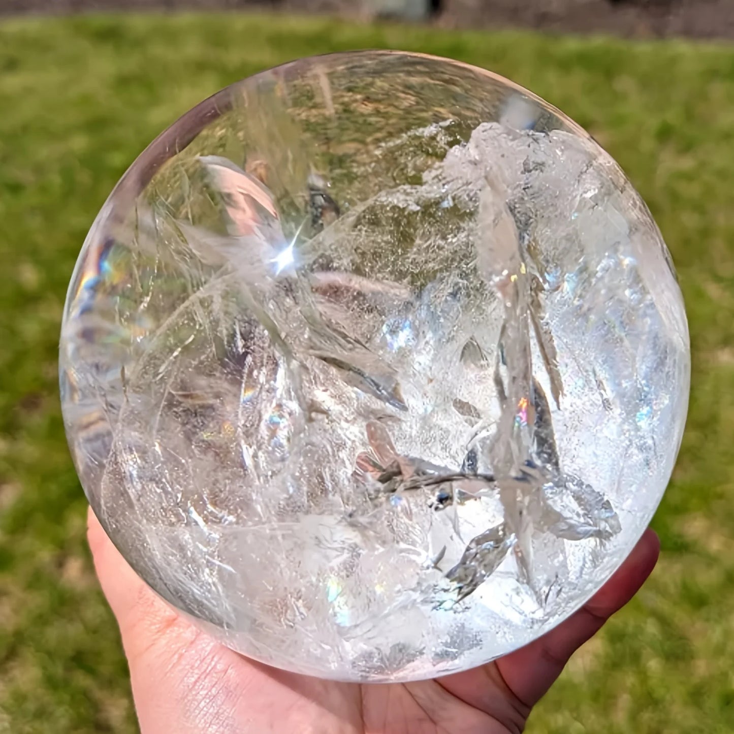 CrystalHola Clear Quartz Sphere Polished Crystal Ball Home Decor Gift