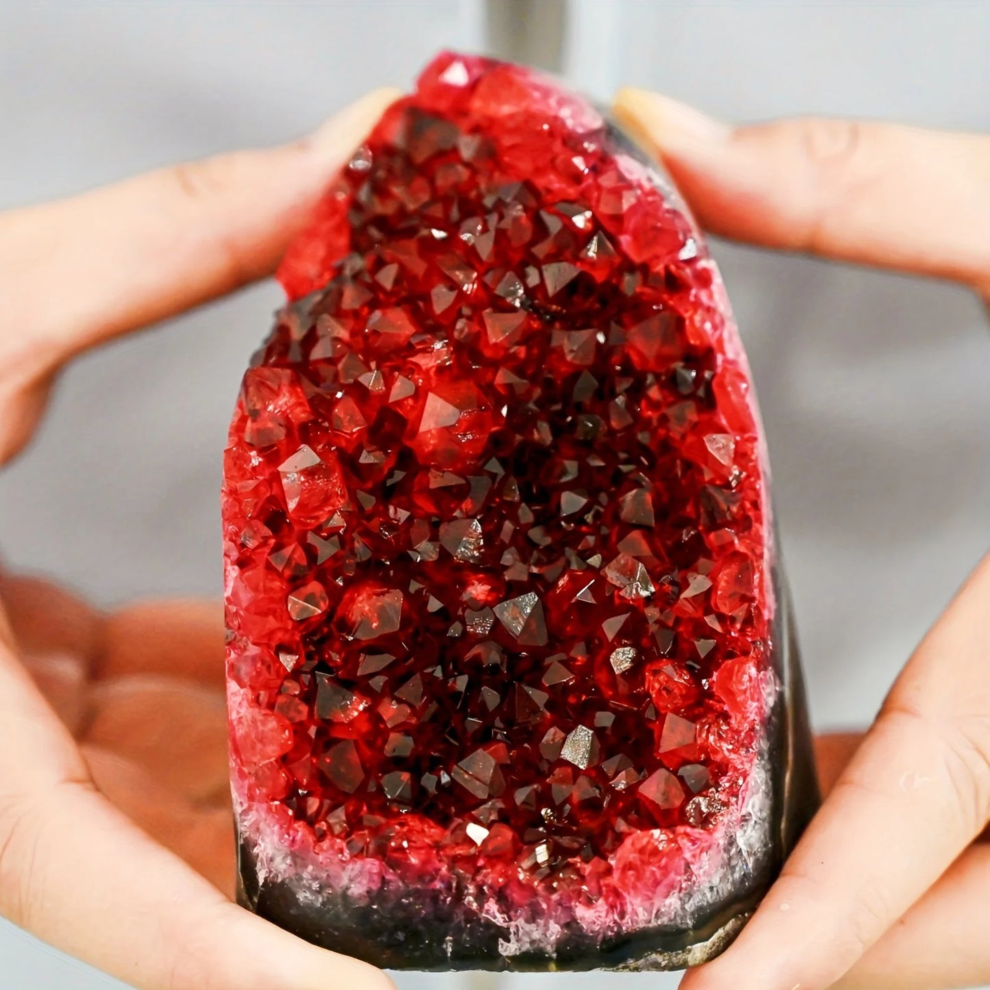 CrystalHola Rare Red Geode Cut Base Cluster Decor Gift Idea