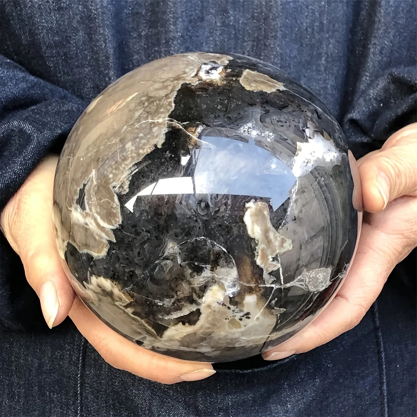 CrystalHola UV Reactive Volcanic Agate Sphere Crystal Ball Ornament