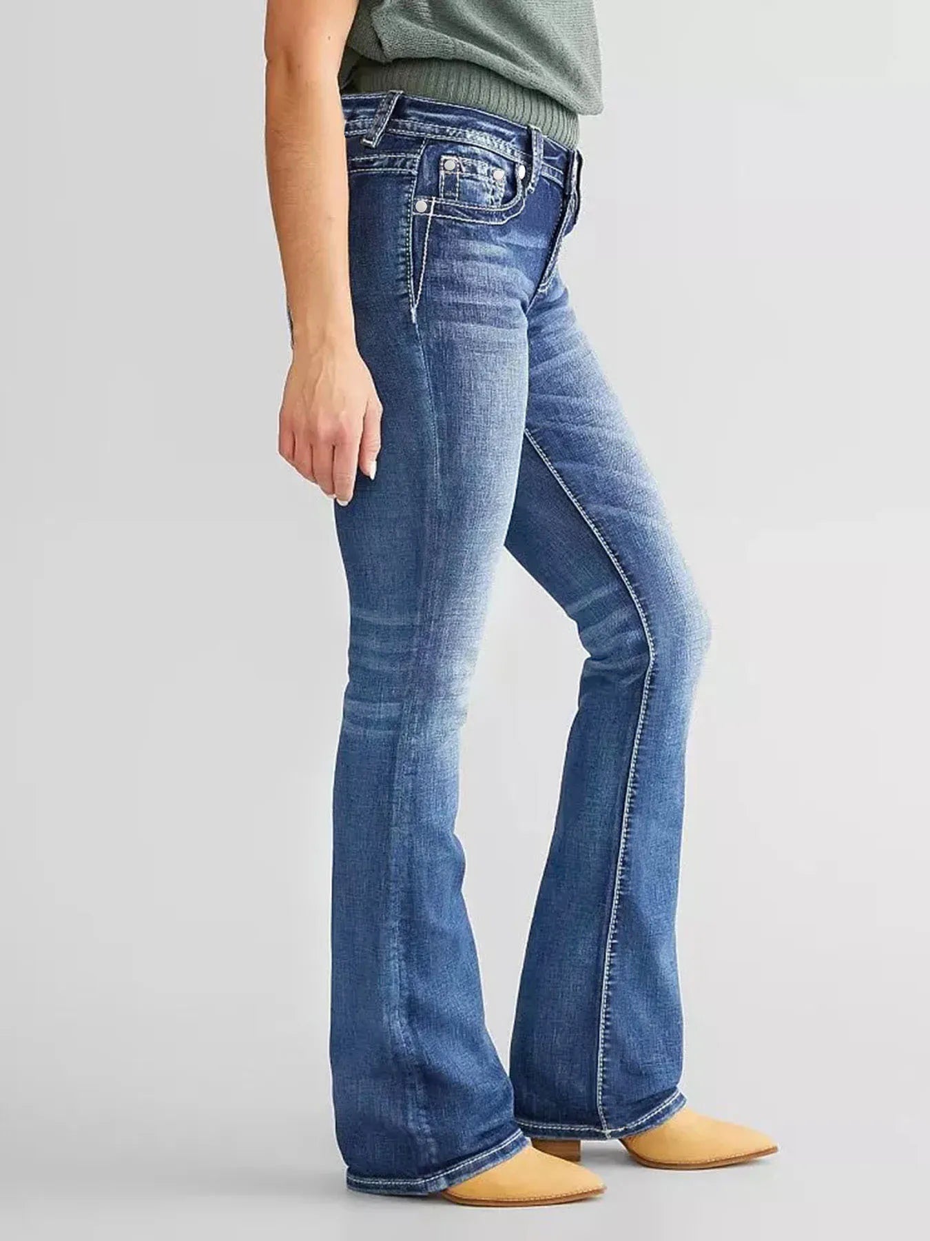 Bell Bottom Jeans Women Flared Retro Trendy Pants Curve Hugging Slim fit Stretchy Streetwear Bottoms