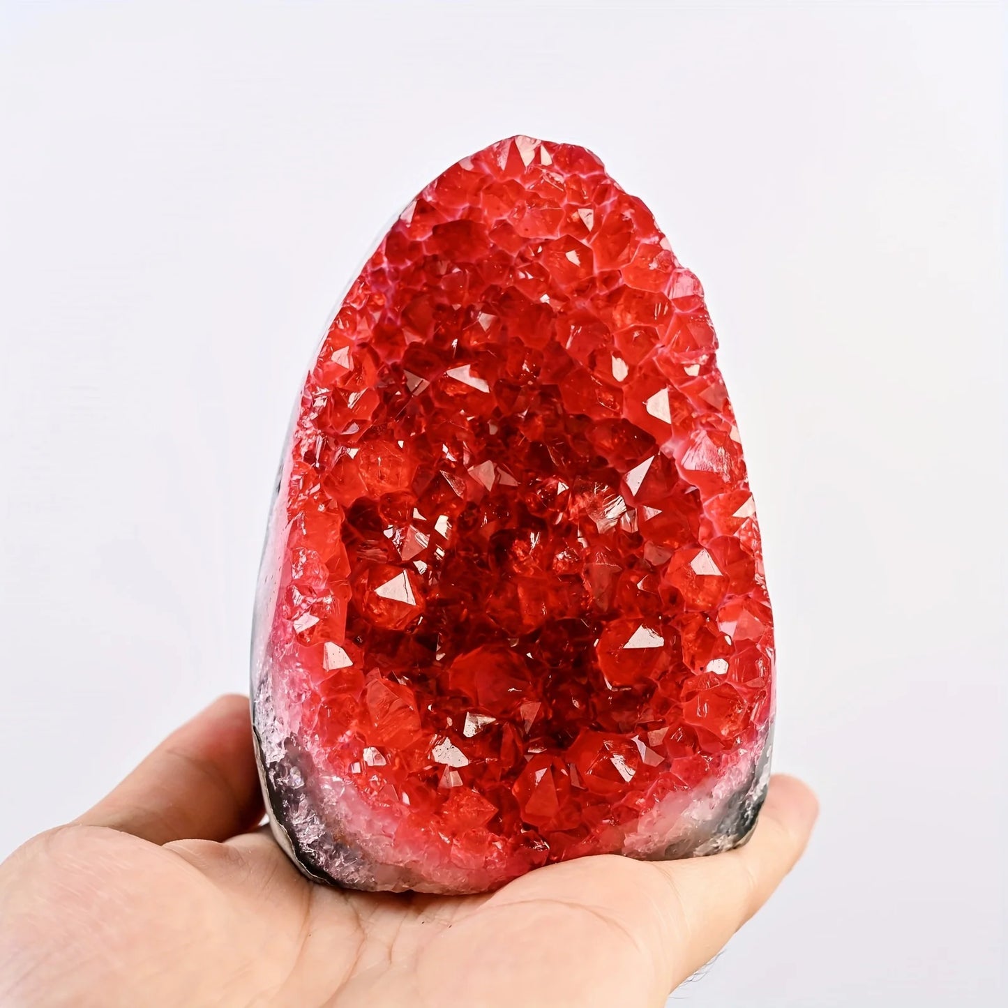 CrystalHola Rare Red Geode Cut Base Cluster Decor Gift Idea