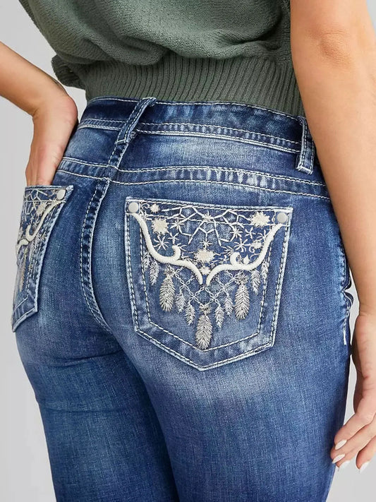 Bell Bottom Jeans Women Flared Retro Trendy Pants Curve Hugging Slim fit Stretchy Streetwear Bottoms