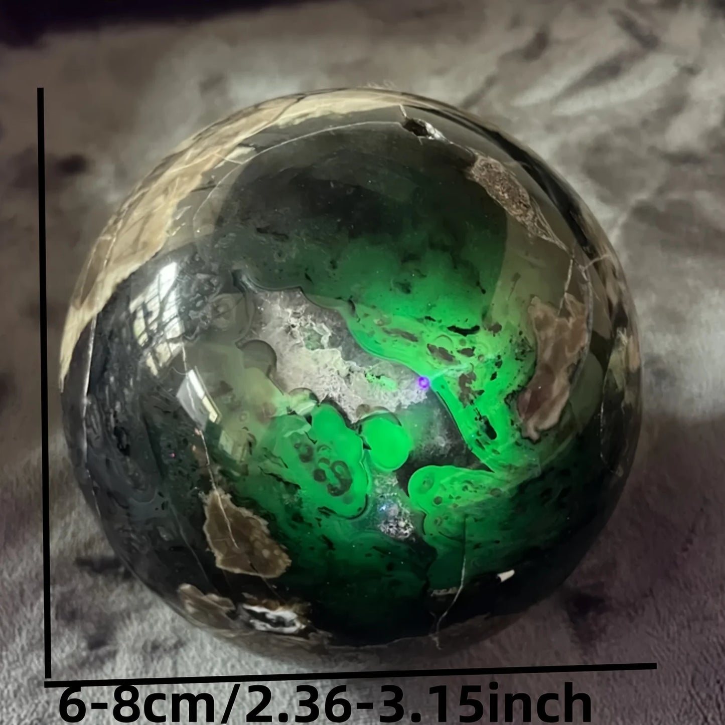 CrystalHola UV Reactive Volcanic Agate Sphere Crystal Ball Ornament