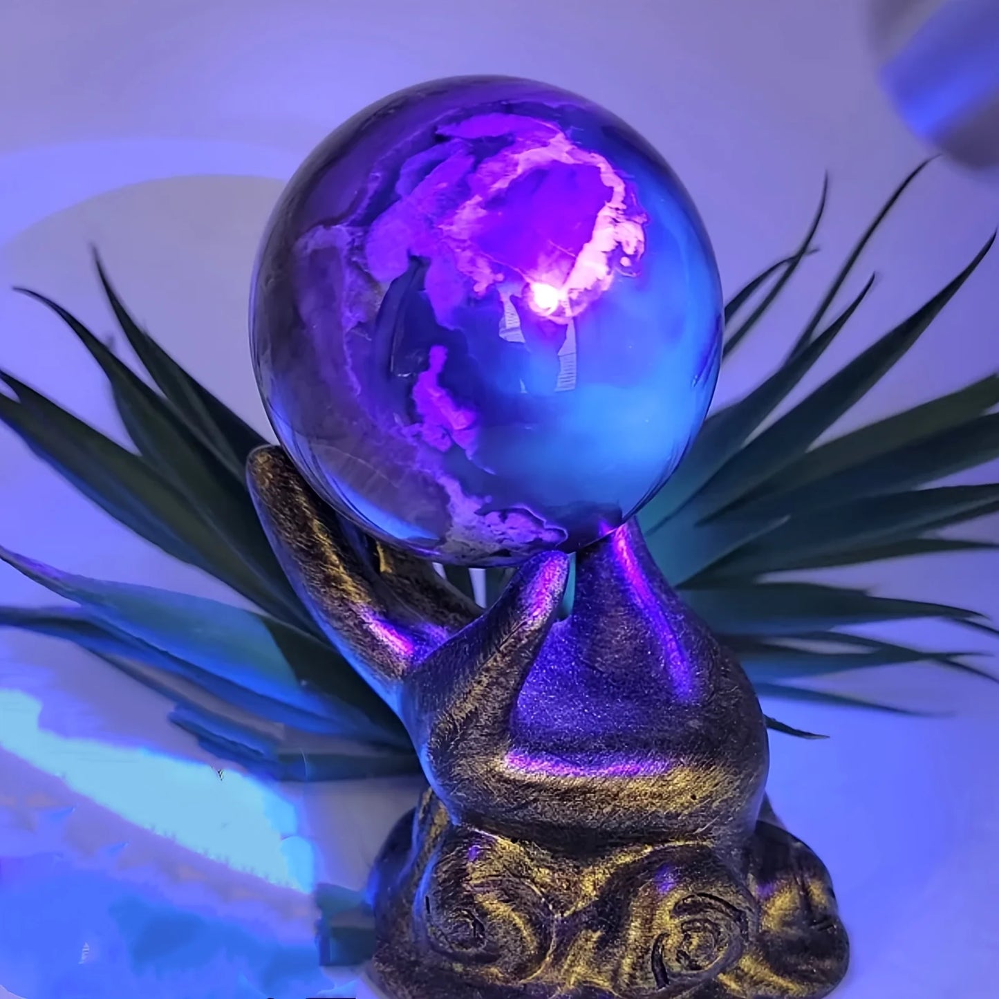 CrystalHola UV Reactive Volcanic Agate Sphere Crystal Ball Ornament