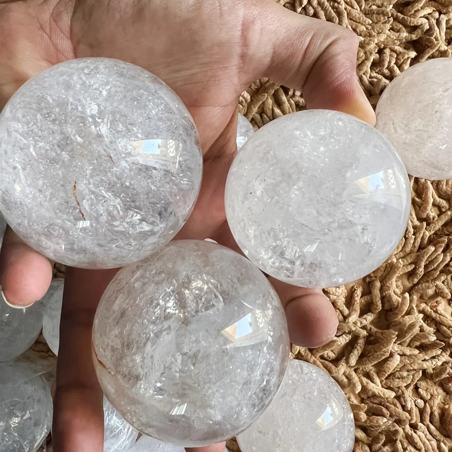 CrystalHola Clear Quartz Sphere Polished Crystal Ball Home Decor Gift