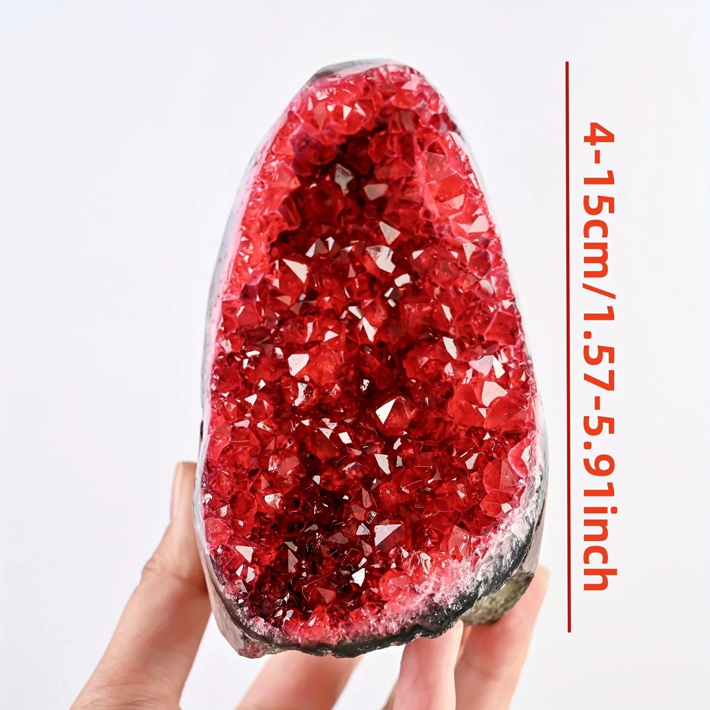 CrystalHola Rare Red Geode Cut Base Cluster Decor Gift Idea