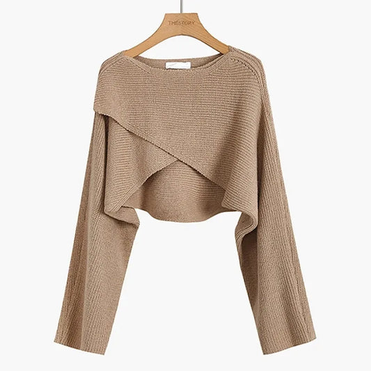 Sure Xiao Story Autumn Cropped Knitted Sweater For Women