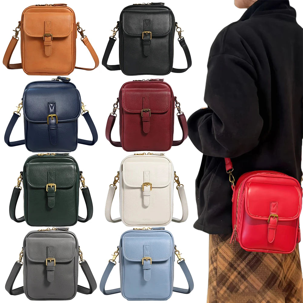 MOJOYCE Leather Crossbody Phone Bag With Adjustable Removable Strap