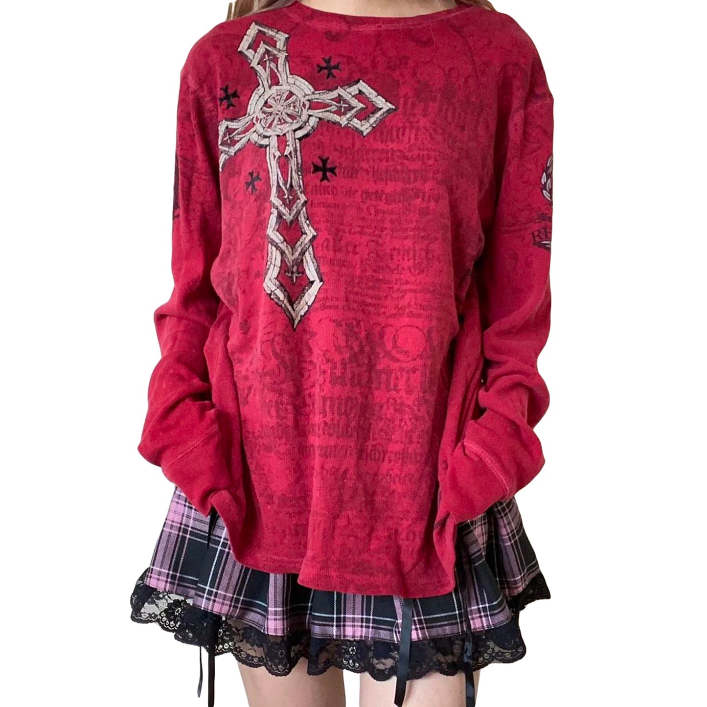 Hirigin Women's Vintage Gothic Graphic Long Sleeve Top