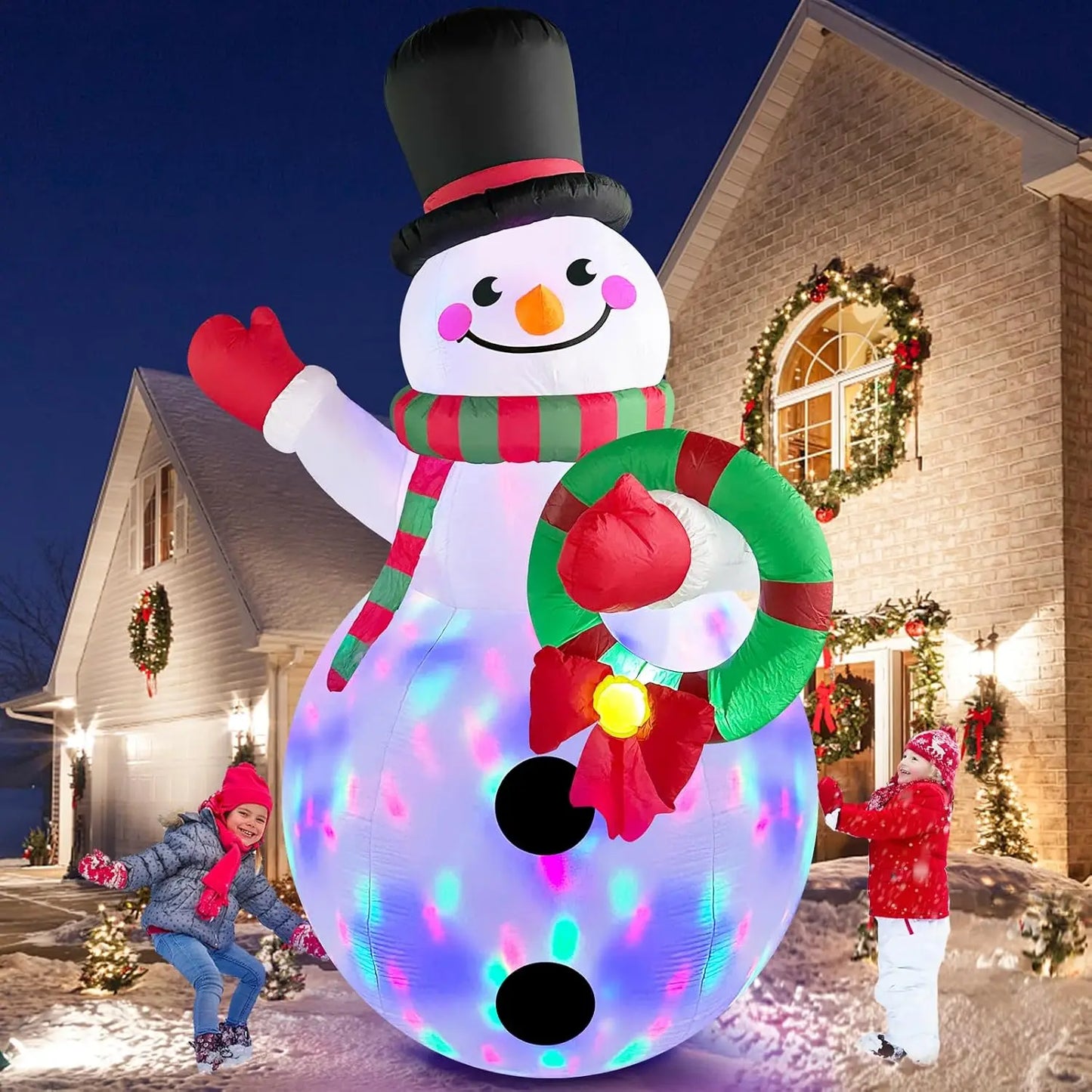 Snowman Inflatable With LED Lights Outdoor Windproof Christmas Decor