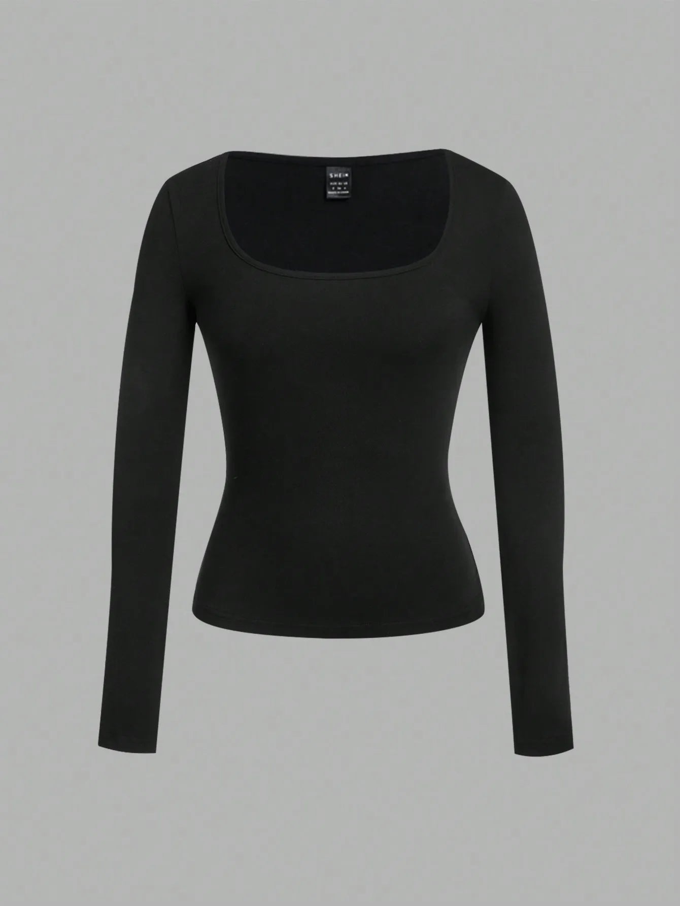 2-Pack Women's Square Neck Long Sleeve Fitted T-Shirts - Black & White, Casual Basic Tops for Autumn Winter