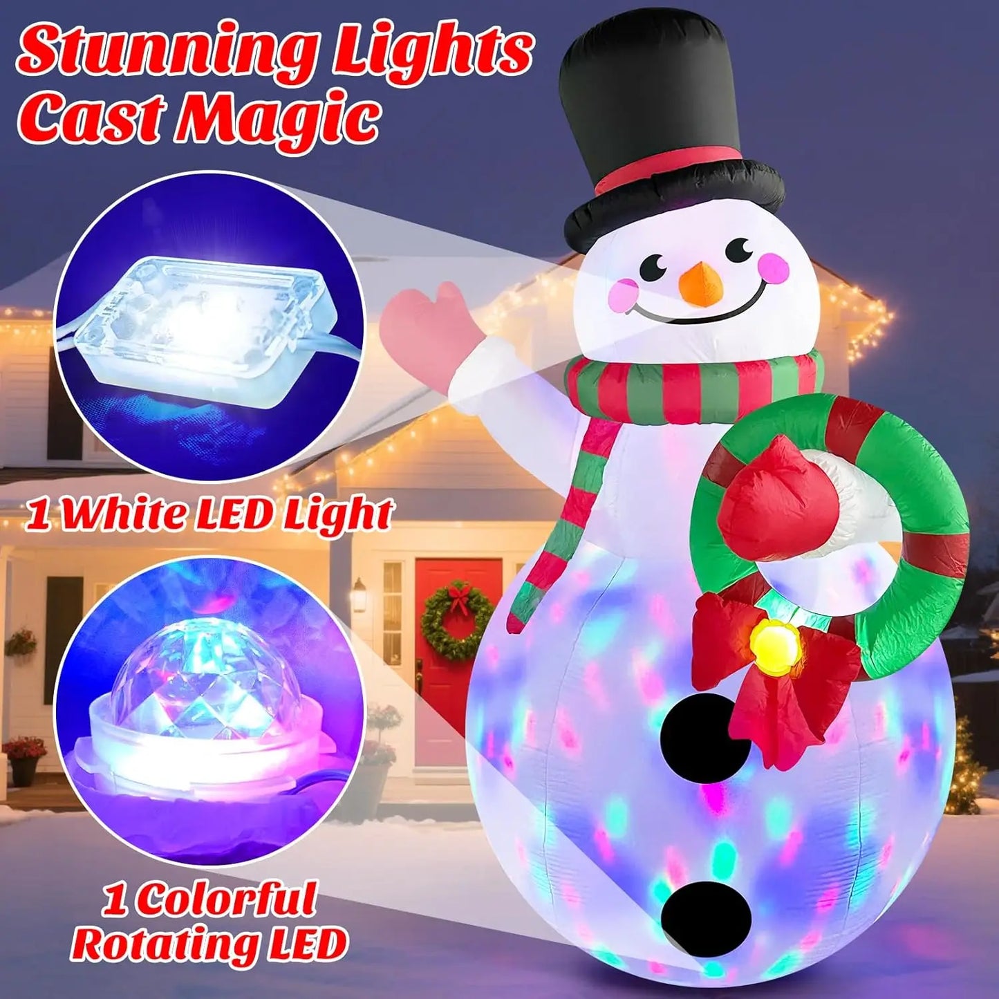 Snowman Inflatable With LED Lights Outdoor Windproof Christmas Decor