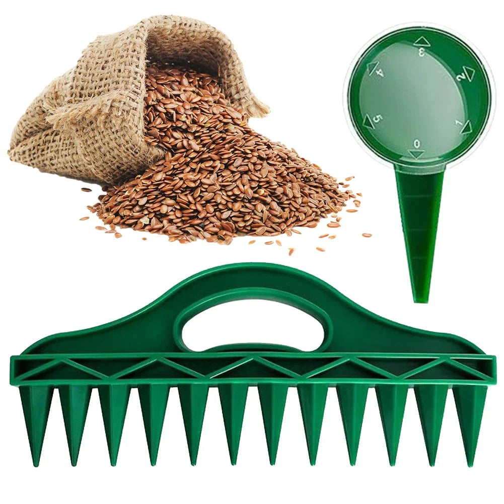 Multi Seed Dibber Garden Tool 12-Hole Fast Seeding Seed-in Soil Digger and Soil Spacer Planting Aid for Efficient Gardening