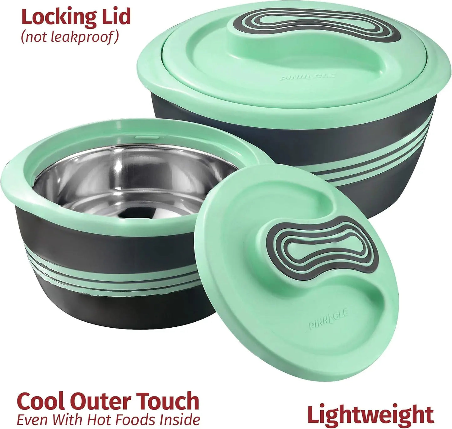 3-Piece Insulated Casserole Dish Set with Lid, Stainless Steel Hot Pot Food Warmer for Soups and Salads - Perfect Holiday Gift