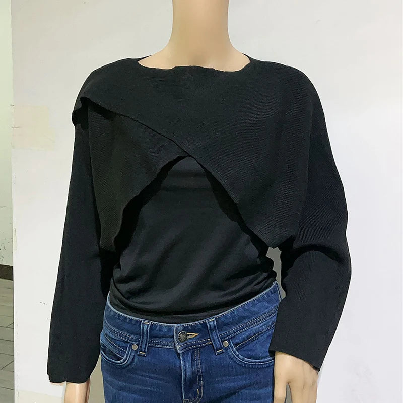 Sure Xiao Story Autumn Cropped Knitted Sweater For Women