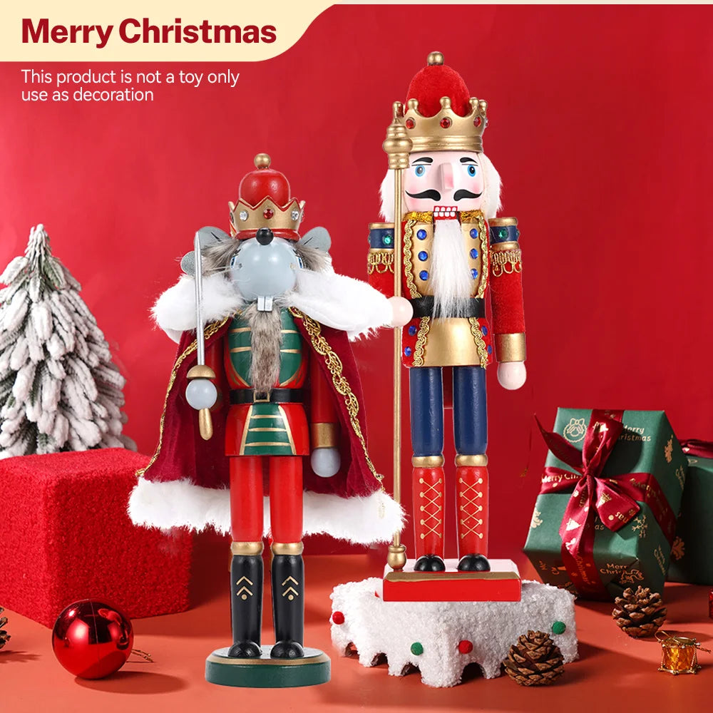 Two Piece Nutcracker Puppet Soldier Ornaments Wooden Christmas Decor