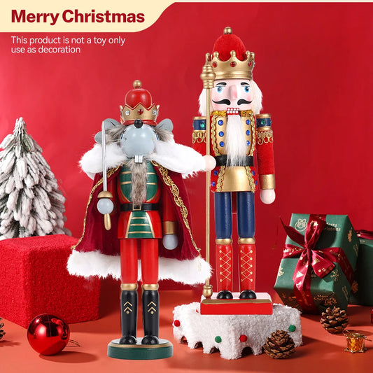 Two Piece Nutcracker Puppet Soldier Ornaments Wooden Christmas Decor