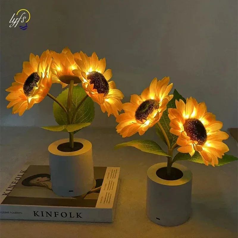 3 LED Sunflower Night Light Rechargeable Table Lamp