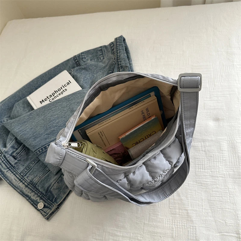 Quilted Puffer Shoulder Bag For Women Tote Crossbody