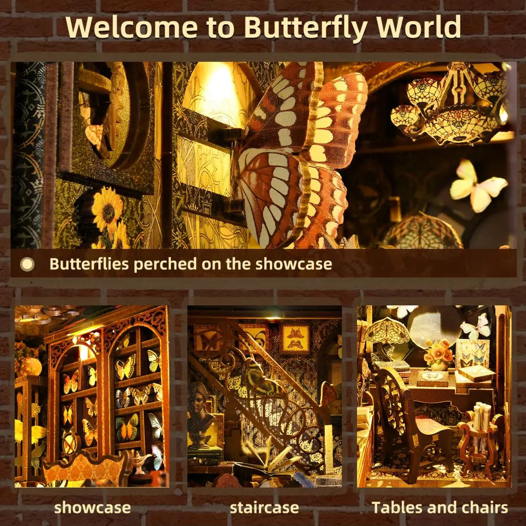 DIY Wooden Puzzle Miniature House Kit for Bookshelf Decor