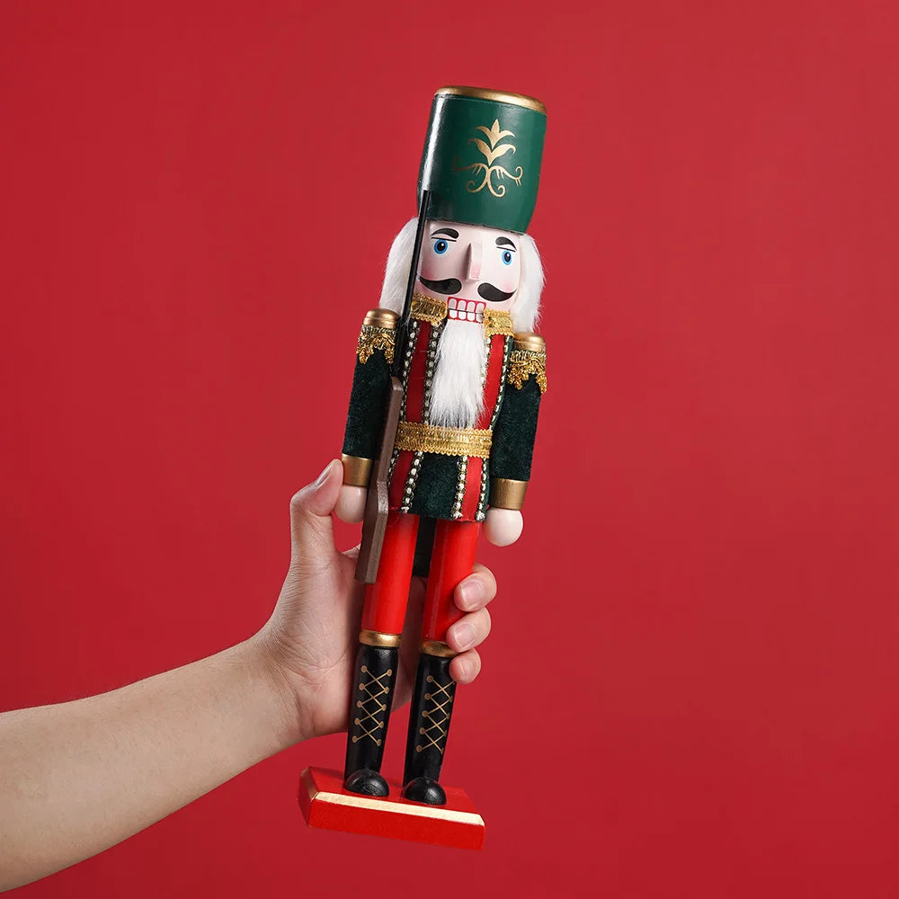Two Piece Nutcracker Puppet Soldier Ornaments Wooden Christmas Decor