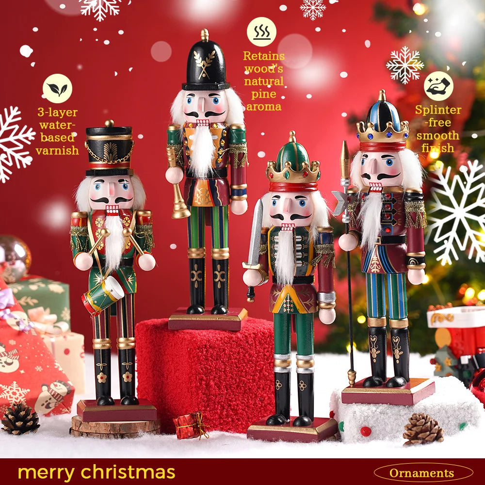 Wooden Nutcracker Soldier Puppet Handicraft Statue Christmas Decor