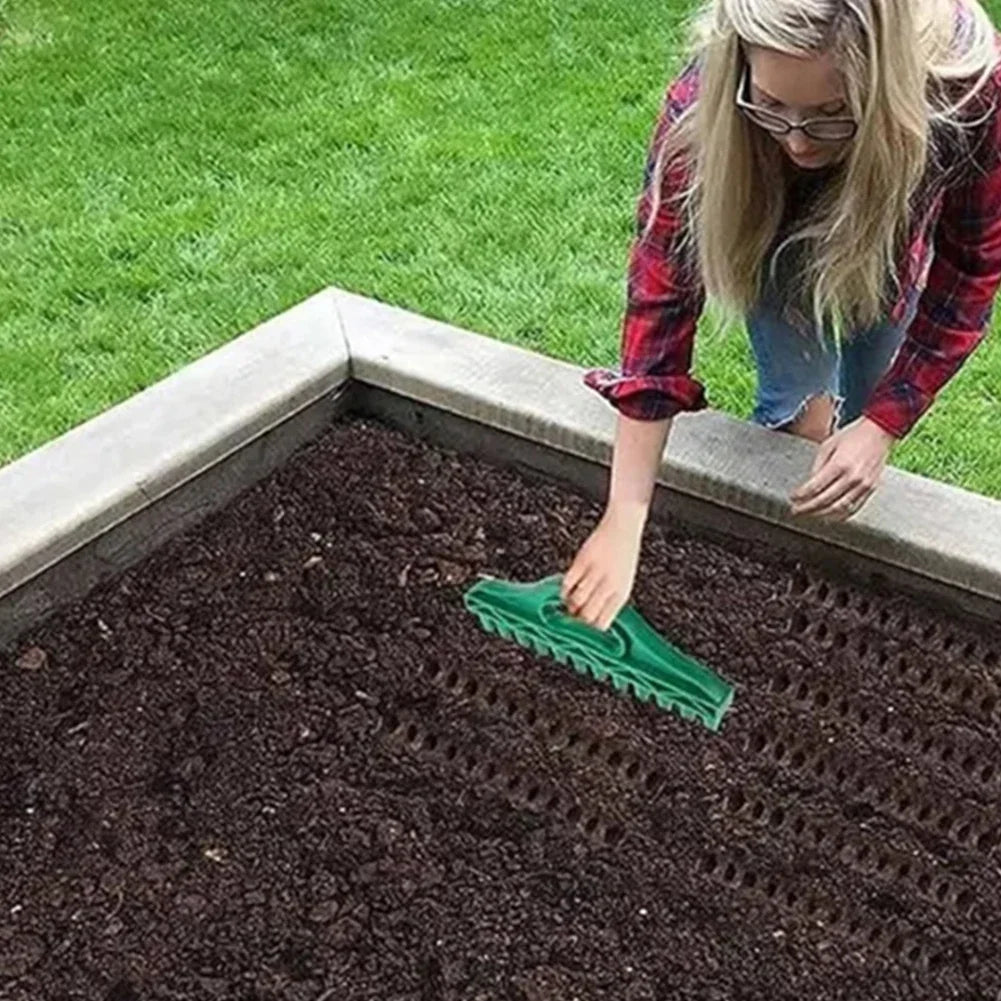 Multi Seed Dibber Garden Tool 12-Hole Fast Seeding Seed-in Soil Digger and Soil Spacer Planting Aid for Efficient Gardening