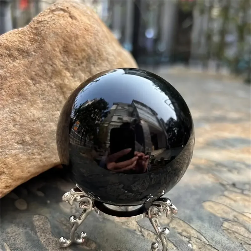 CrystalHola Natural Obsidian Spherical Crystal Ball For Meditation