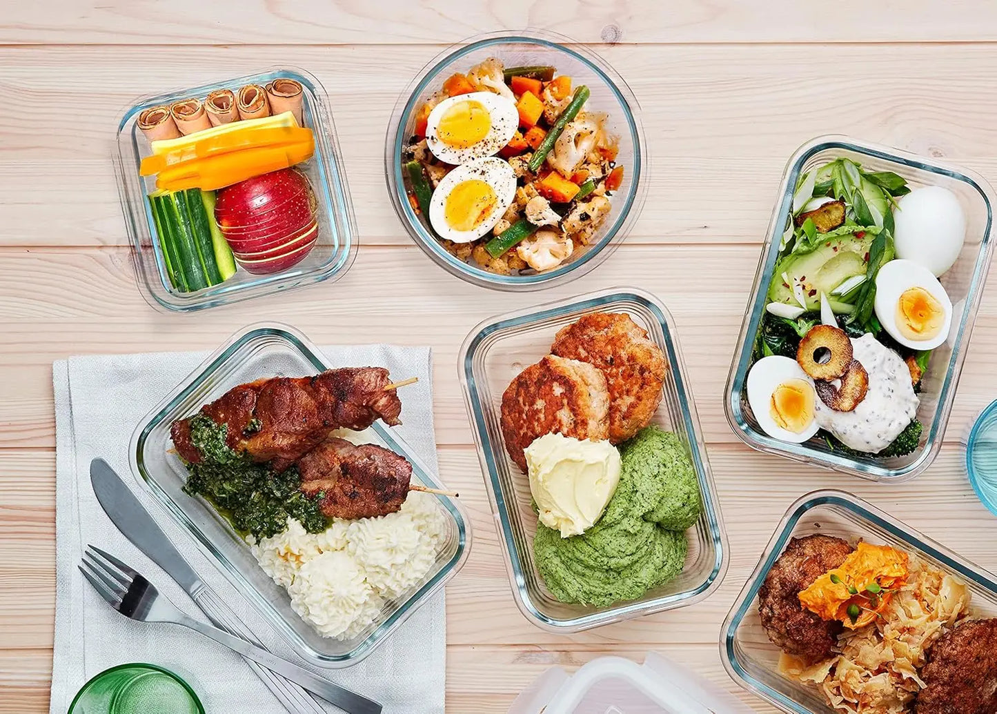 30-Piece Glass Food Storage Set with Snap Lids - Airtight, Microwave & Dishwasher Safe Meal Prep Containers