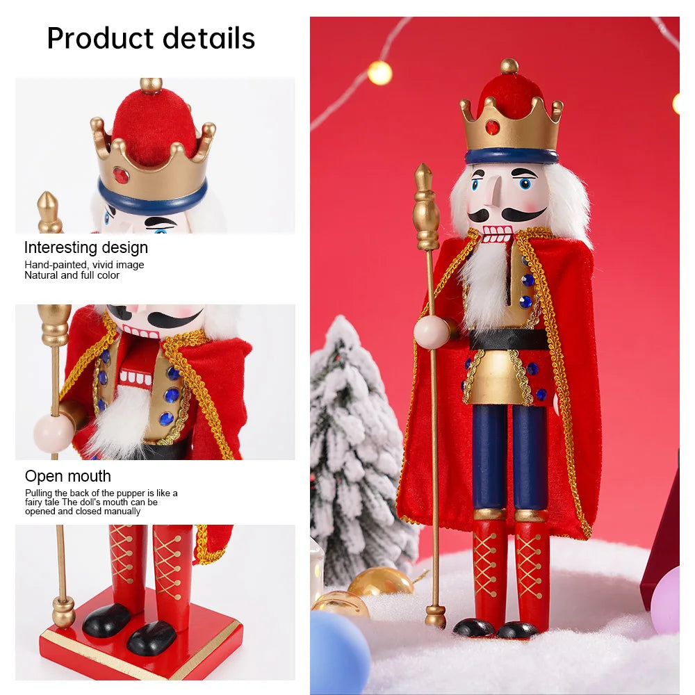 Two Piece Nutcracker Puppet Soldier Ornaments Wooden Christmas Decor