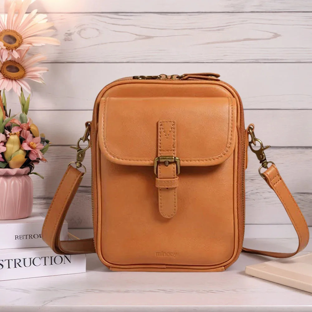 MOJOYCE Leather Crossbody Phone Bag With Adjustable Removable Strap