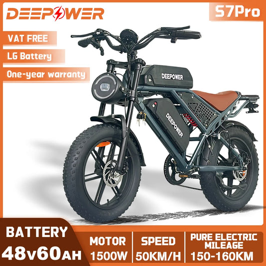 DEEPOWER S7Pro Off-Road Electric Bike 1500W 48V 60Ah