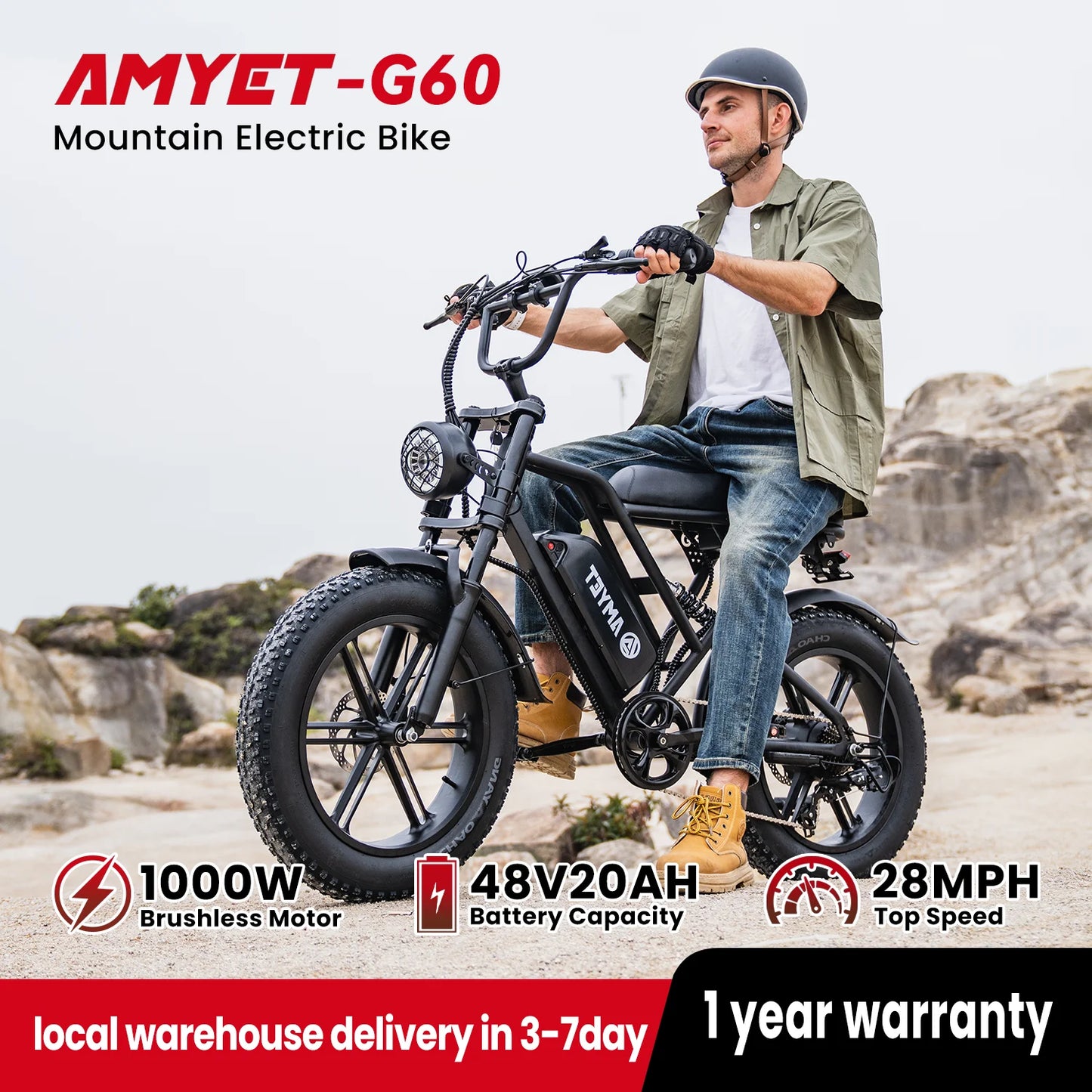 AMYET V9G60 Electric Bike 1000W Mountain Ebike For Enthusiasts
