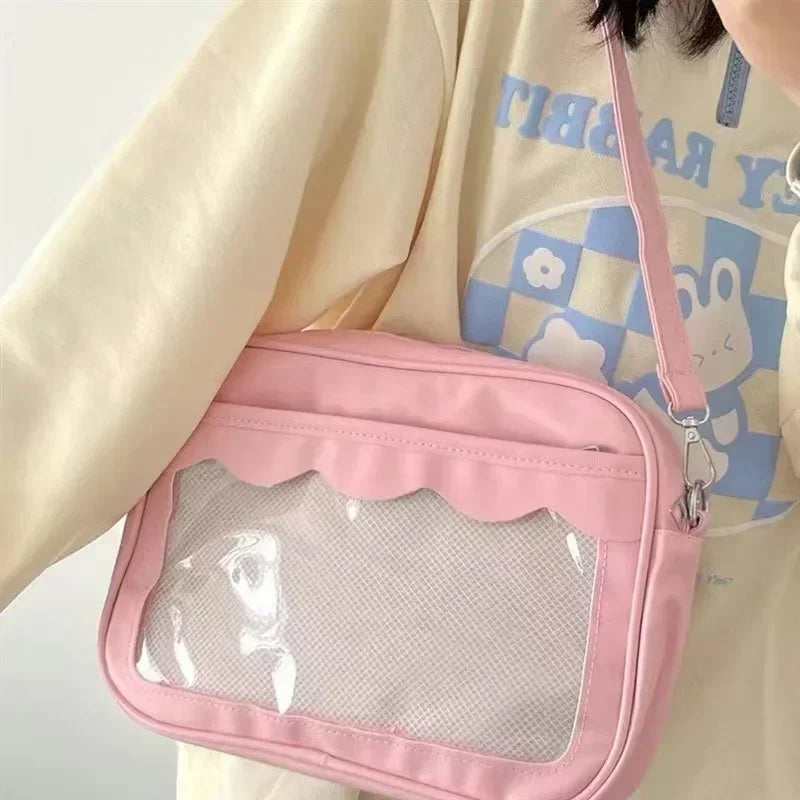 Harajuku Ita Bag For Women Japanese PU Transparent Pocket Crossbody